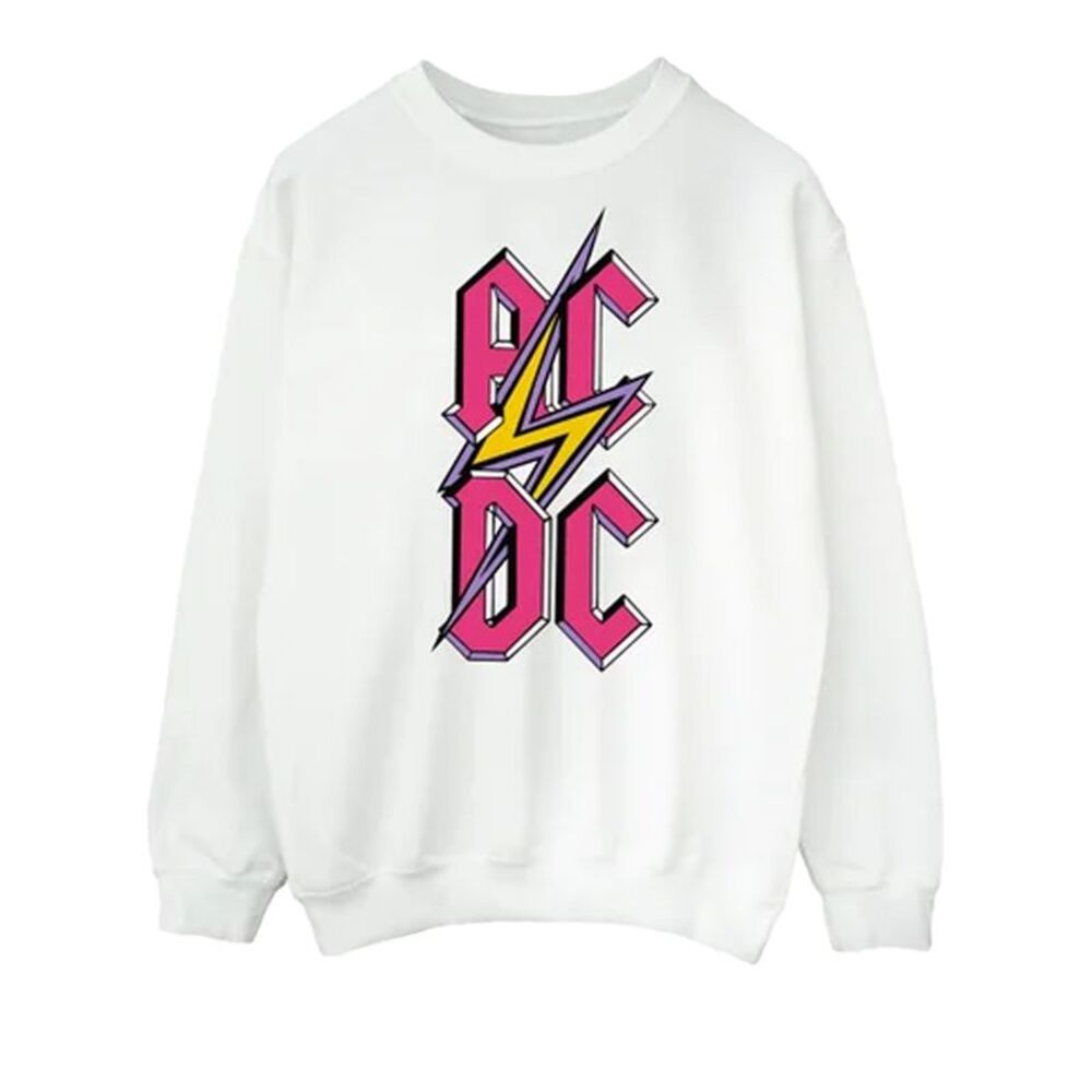 AC/DC Womens/Ladies Vertical Logo Sweatshirt / White